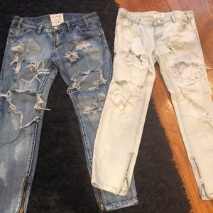 ONE TEASPOON RIPPED JEANS W/ZIPPER ANKLE SIZE 26